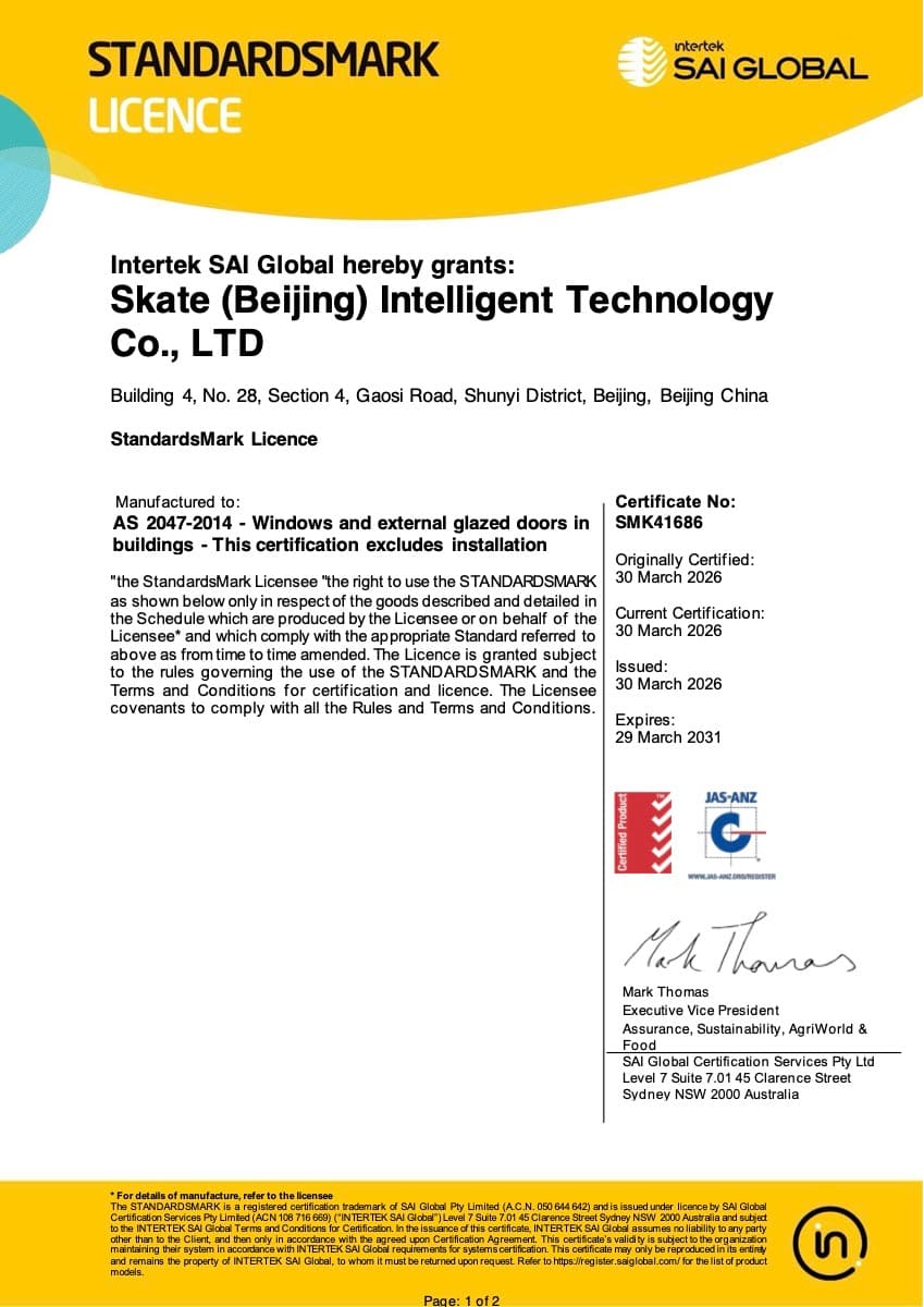 AS 2047 StandardsMark Licence — first page