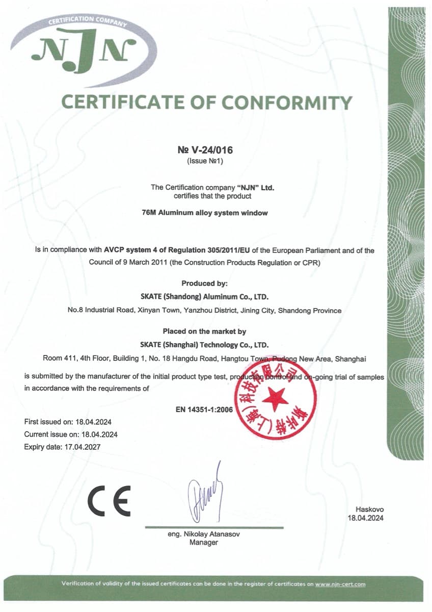 CE Certificate of Conformity — first page